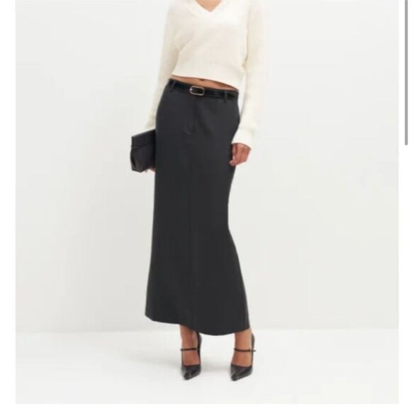 Reformation Cairo Mid Rise Maxi Skirt Black 8 - Picture 6 of 7